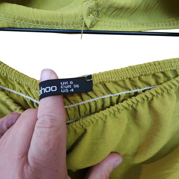 Boohoo Womens Lime Green Off-Shoulder Crop Top Size 4 - Picture 4 of 4